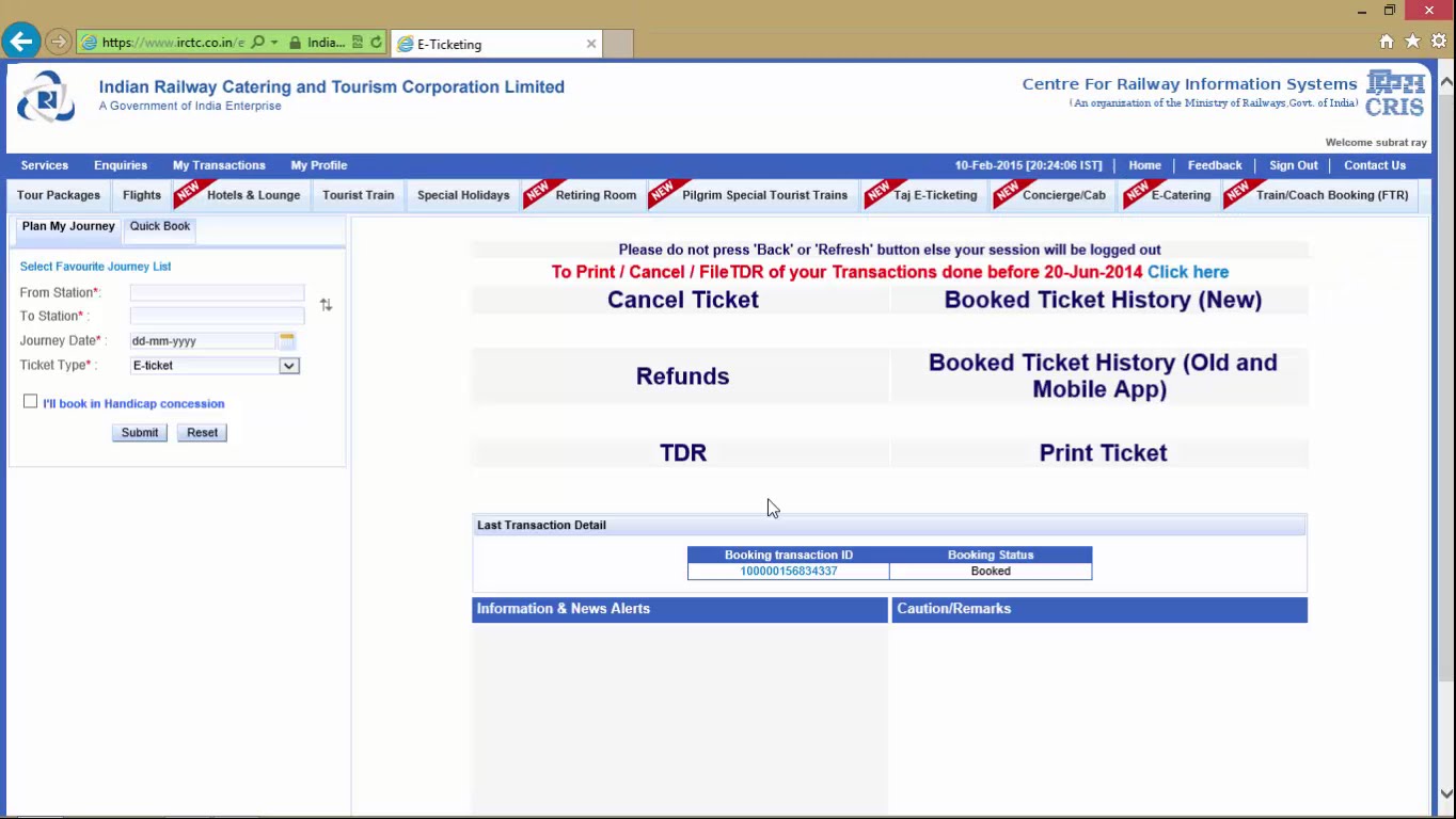 Ticket cancelation