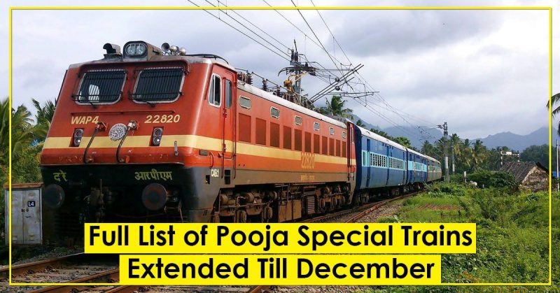 Indian Railways to Run Festival Special Trains Till 31 December