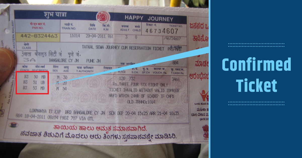Confirmed train ticket