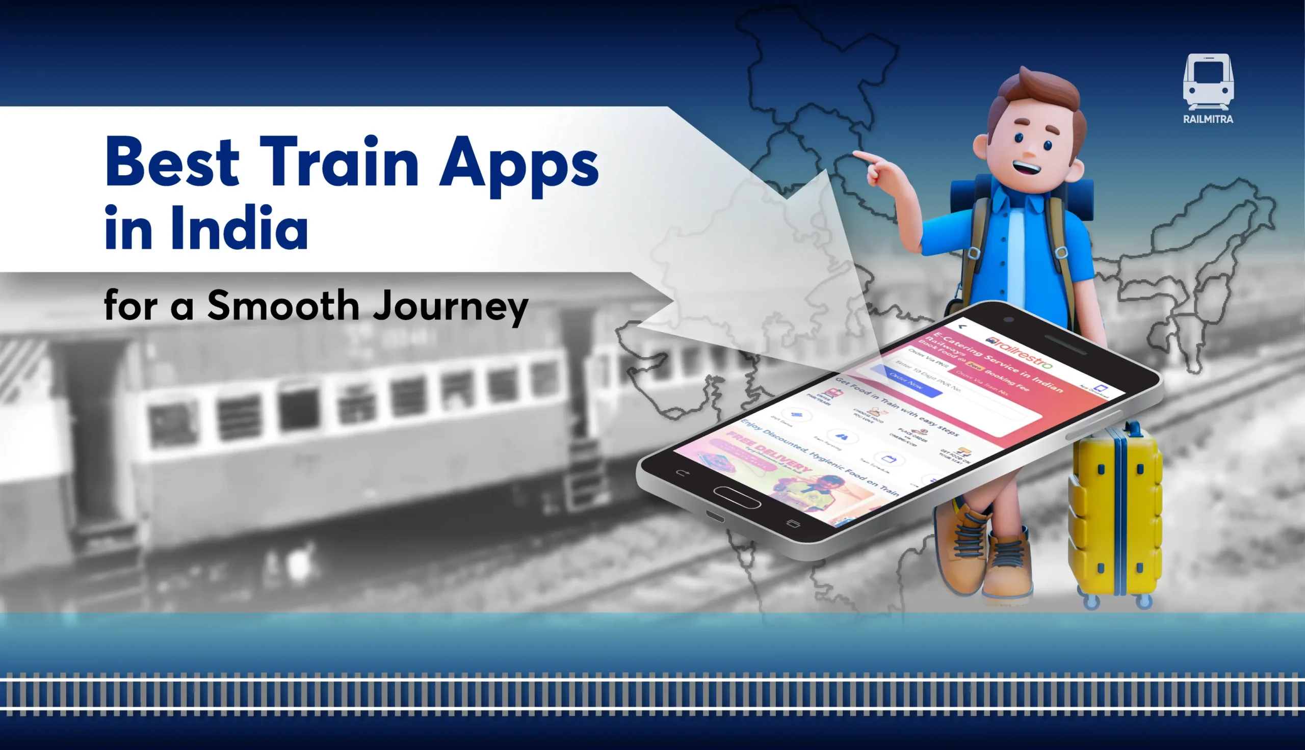 Visual representation of the best Train Apps in India, featuring popular services for hassle-free train journeys.