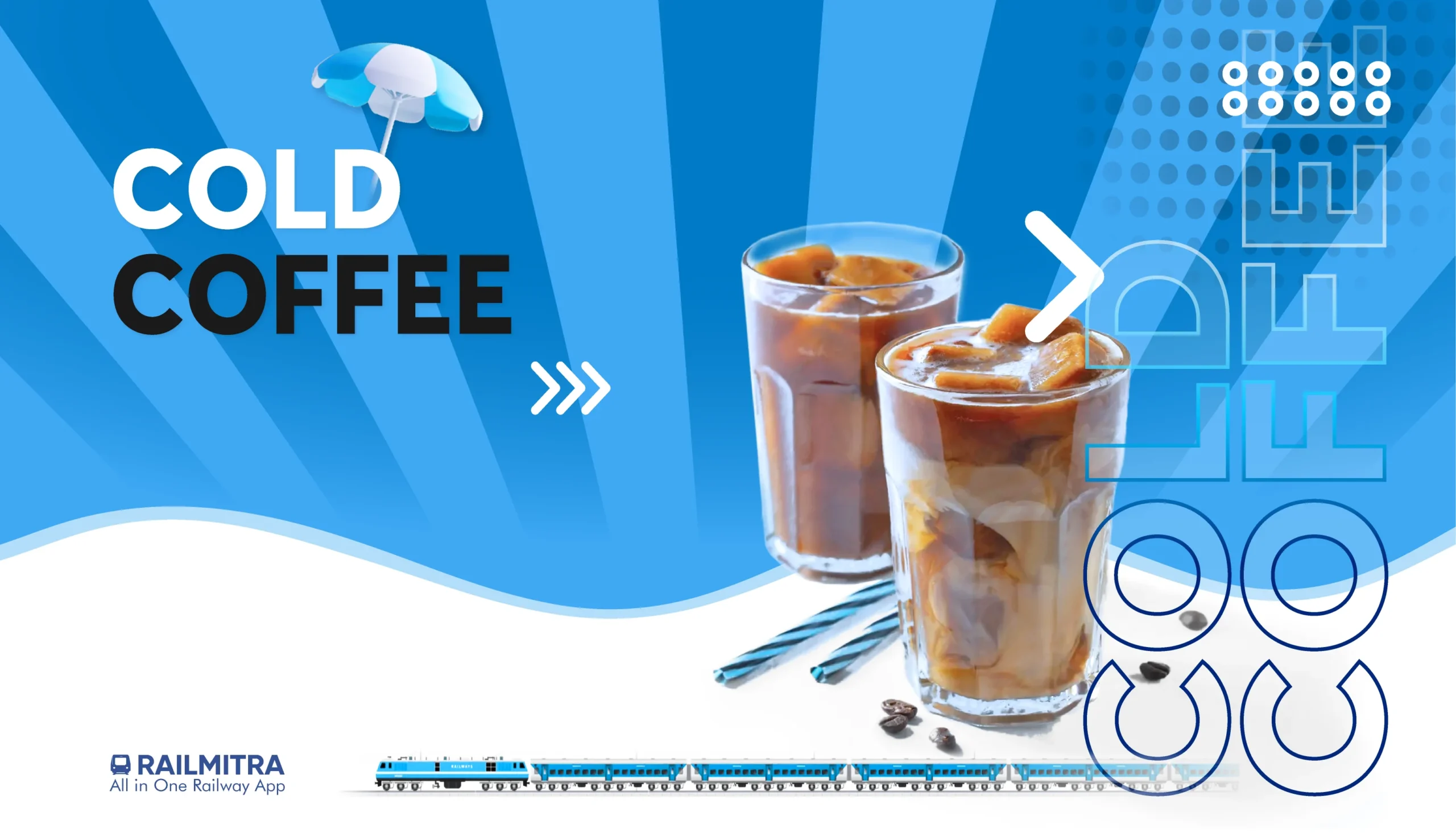 Beat the heat with RailMitra’s chilled cold coffee—a tasty companion to your summer train foods.