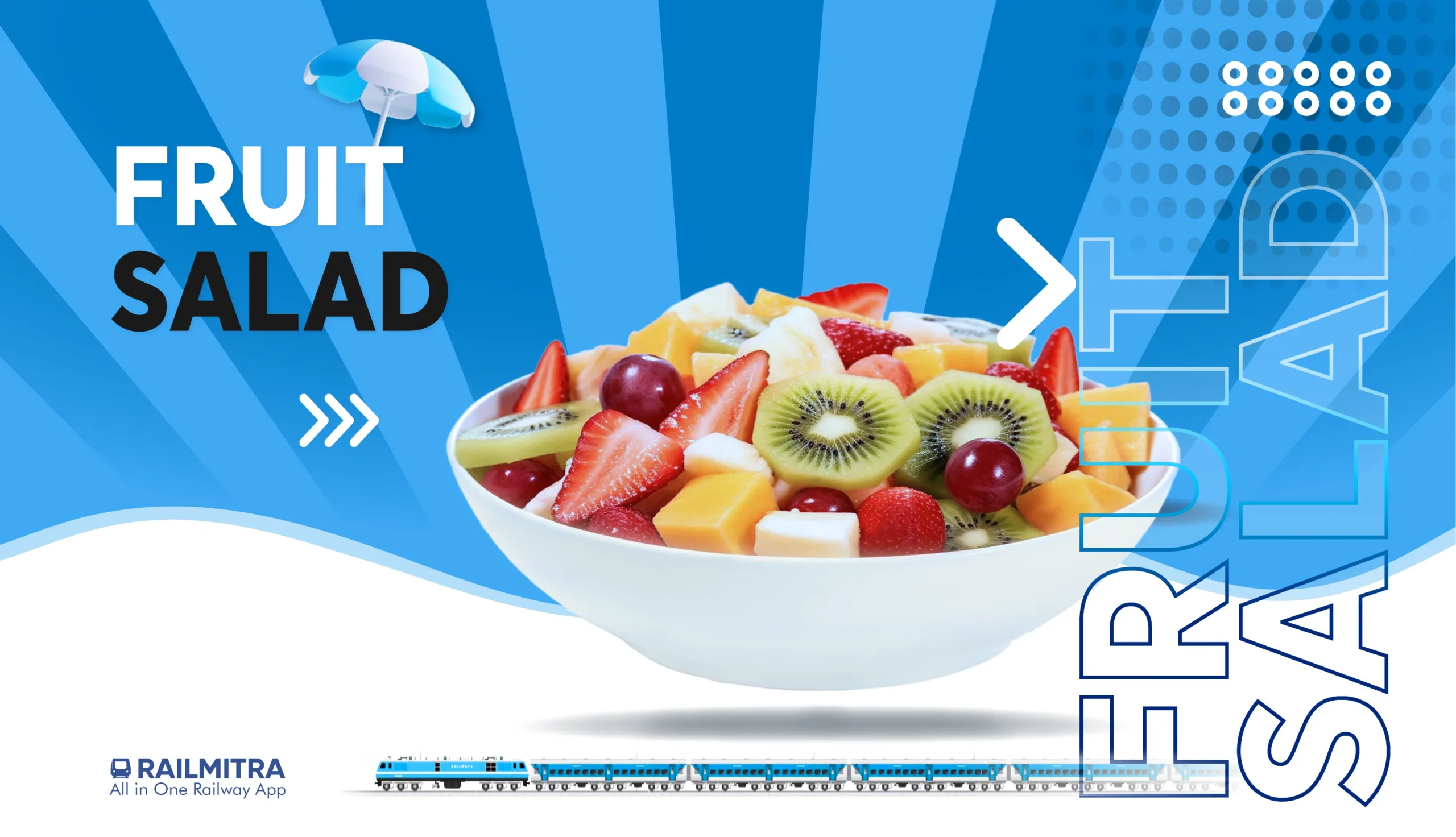 Stay refreshed with RailMitra’s fruit salad—a light and hydrating train food for summer trips.