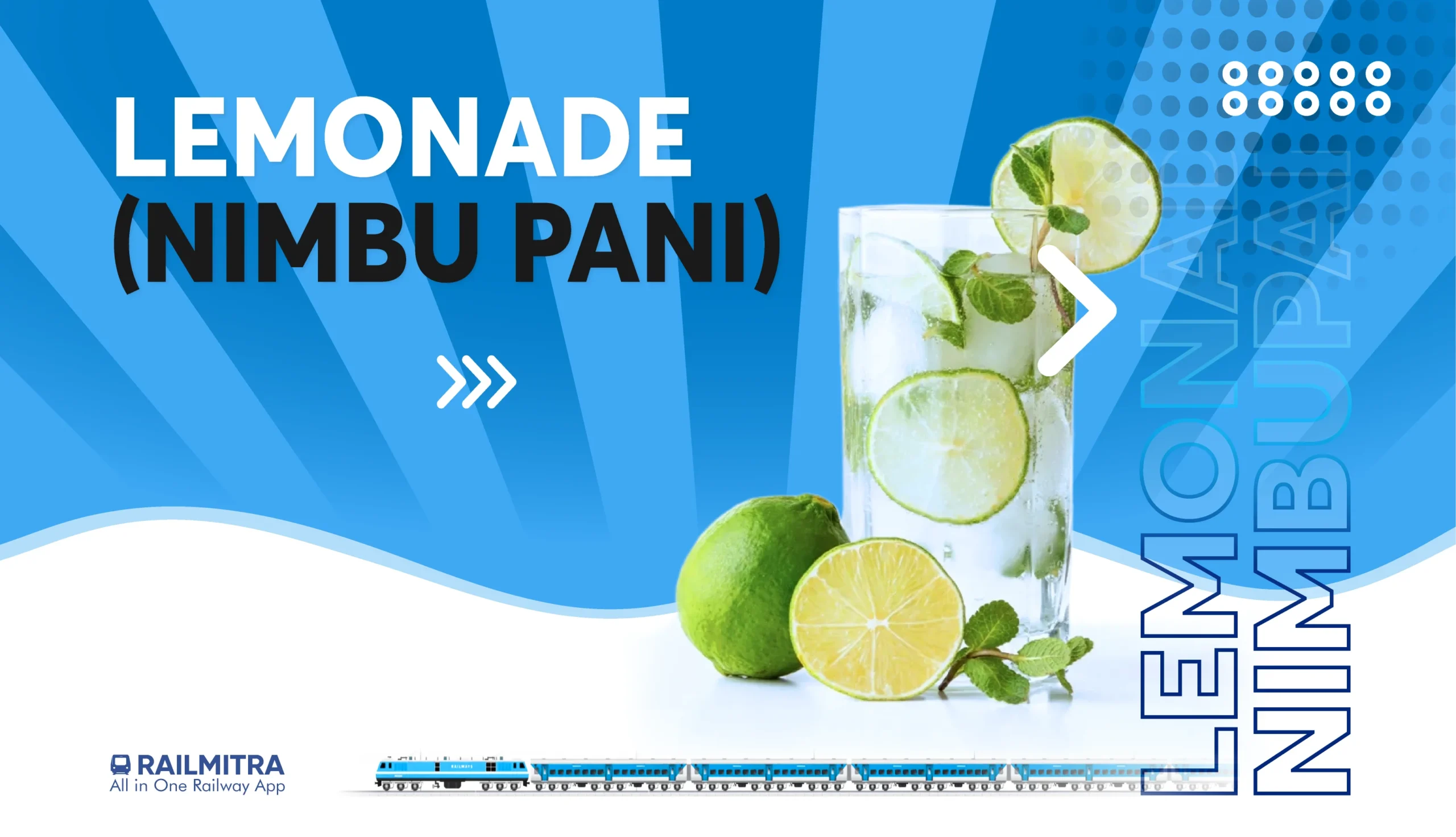 Lemonade is a zesty drink suggested by RailMitra to pair with healthy summer train foods.