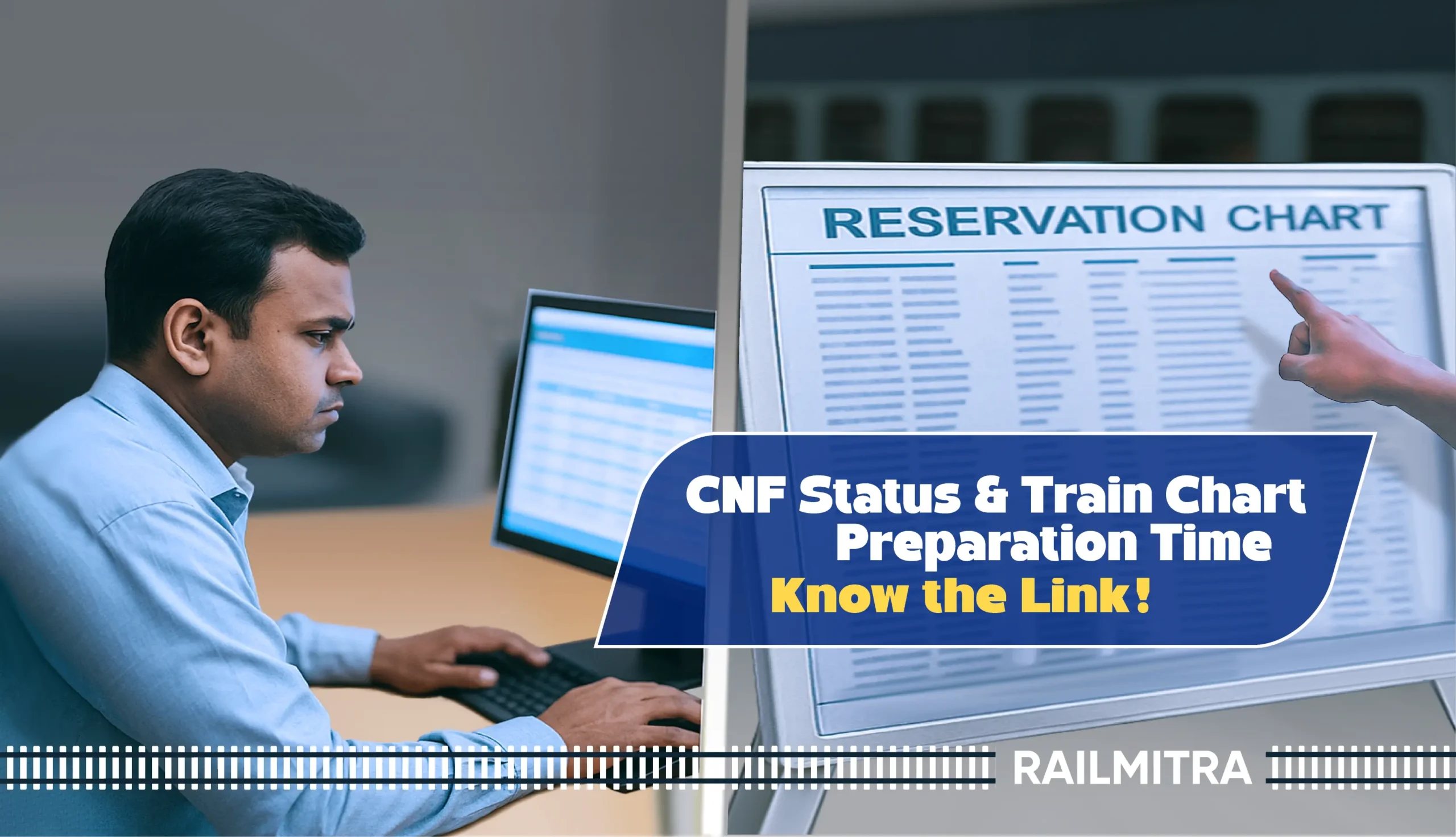 Passenger checking CNF status and train chart preparation time online with RailMitra.