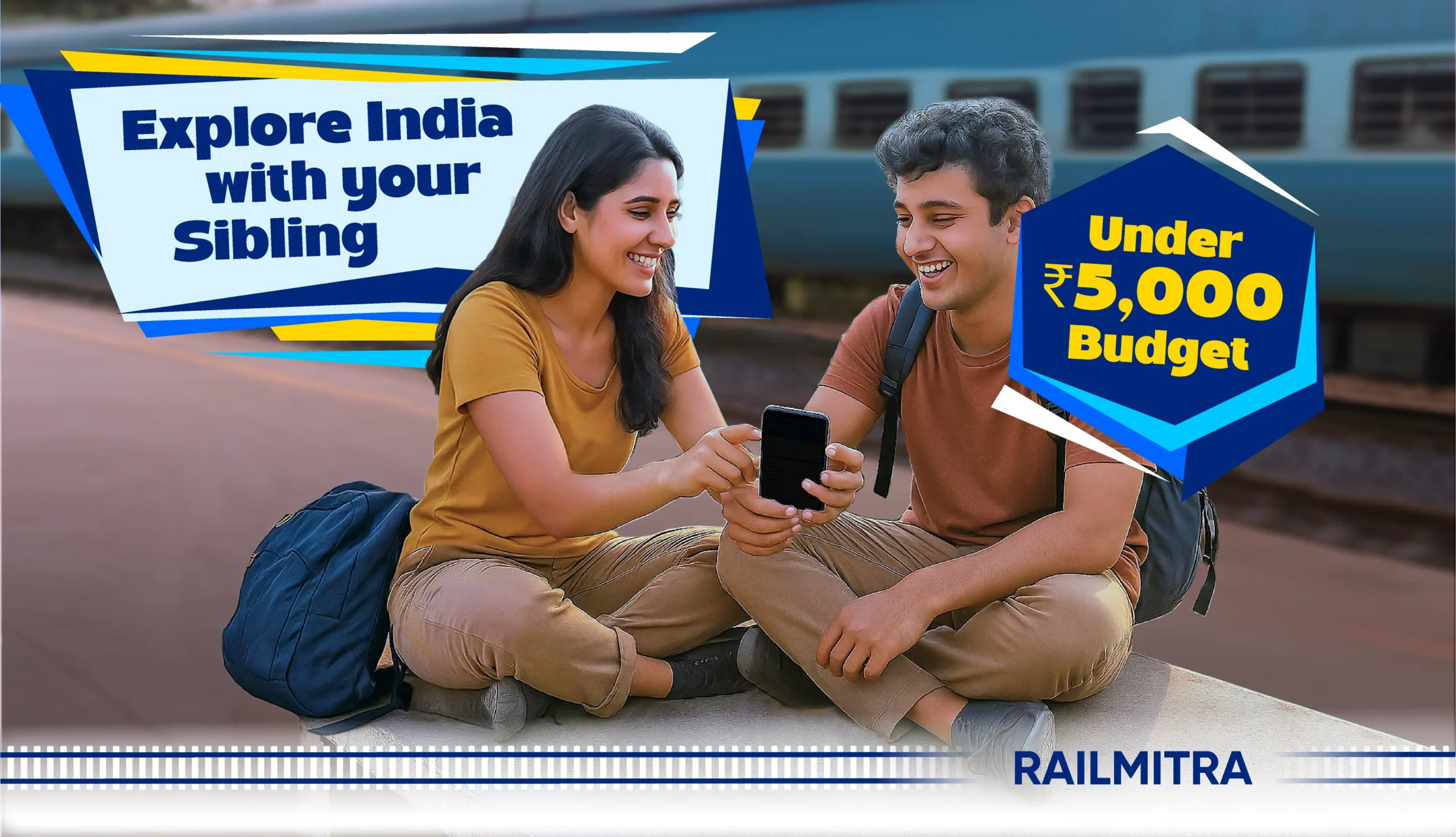Siblings planning an affordable Rakshabandhan train trip under ₹5,000 budget with RailMitra.