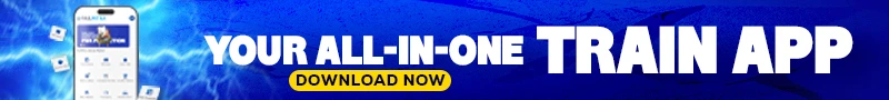 RailMitra all-in-one train app banner with download button and mobile app interface